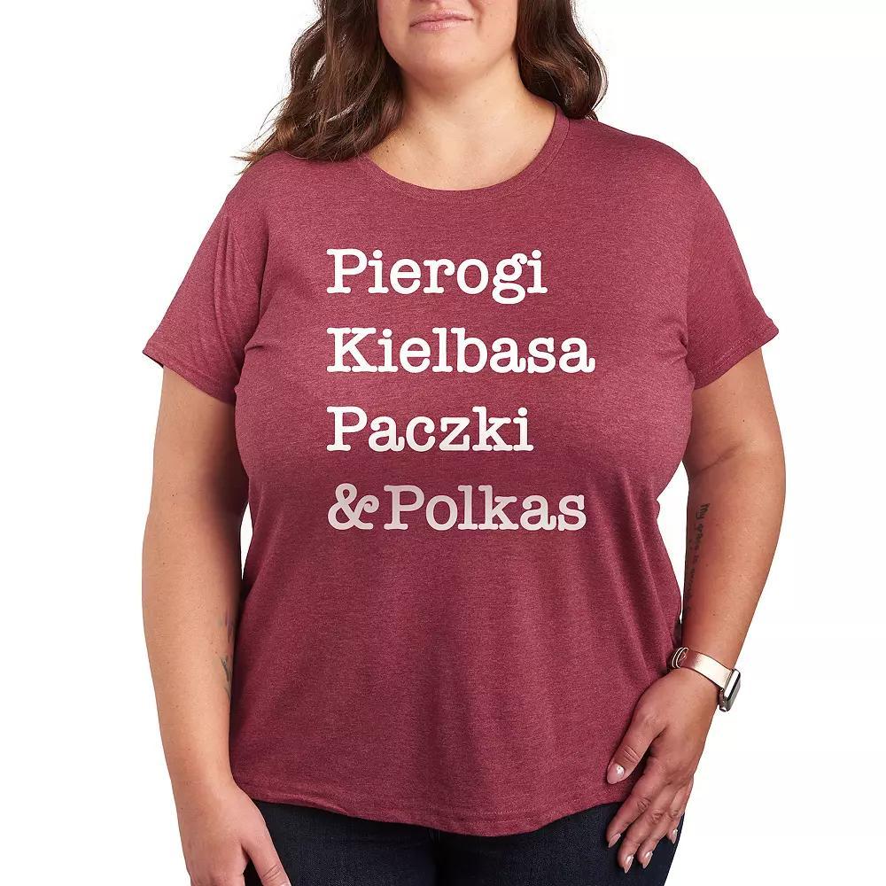 Plus Pierogi Kielbasa Paczki Polkas Graphic Tee, Womens Heather Grey Product Image
