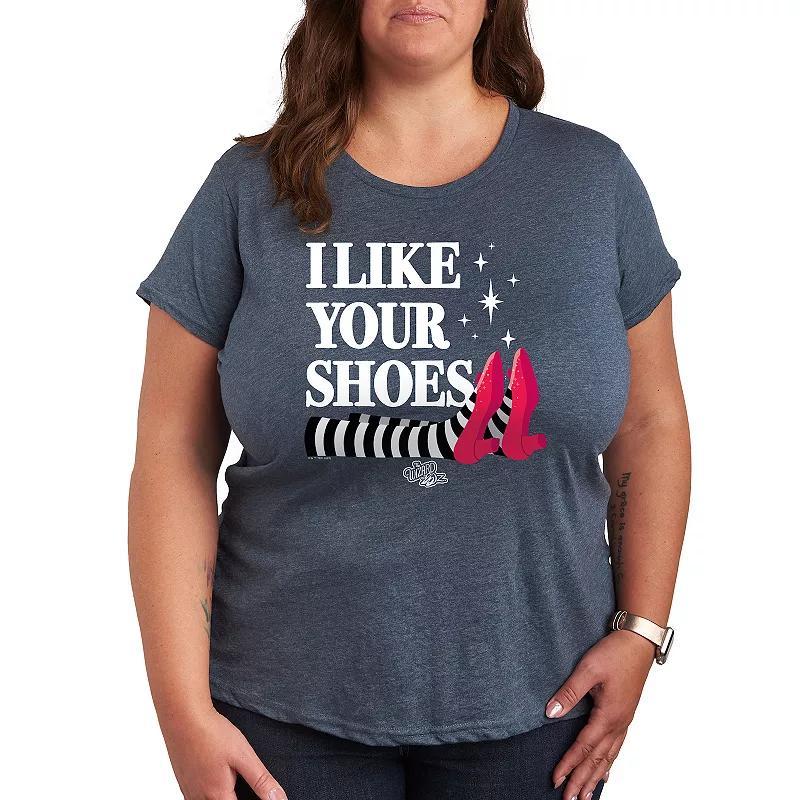 Plus The Wizard Of Oz Like Your Shoes Graphic Tee, Womens Grey Royal Blue Product Image
