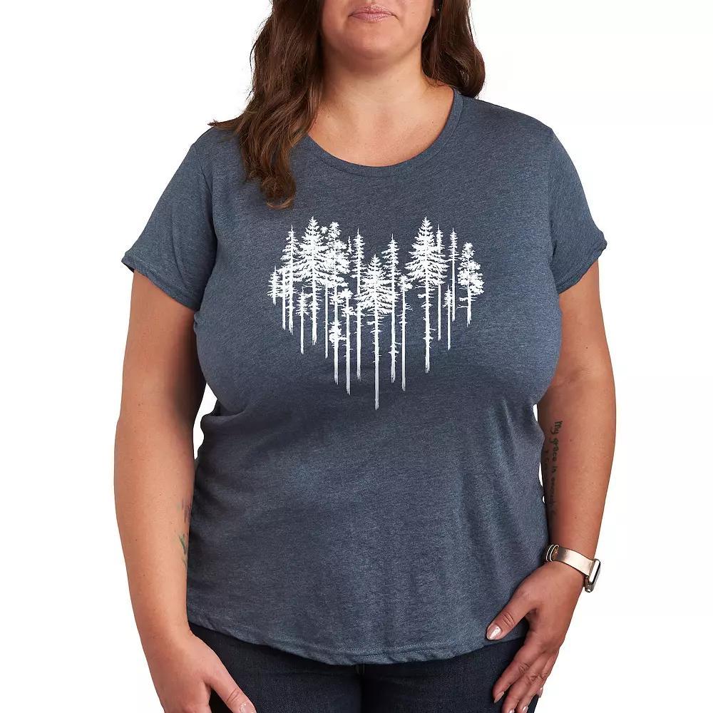 Plus Heart Trees Graphic Tee, Womens Grey Blue Product Image