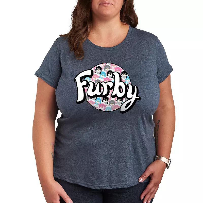 Plus Furby Logo Circle Graphic Tee, Womens Heather Grey Product Image