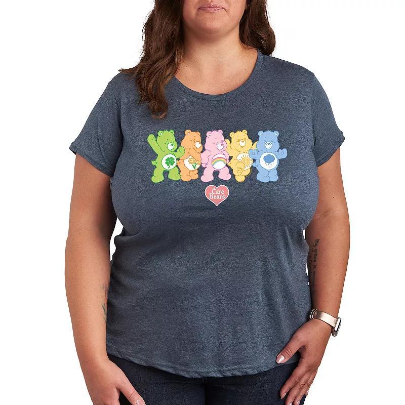 Plus Care Bears Pastel Lineup Graphic Tee, Womens Heather Grey Gray Product Image