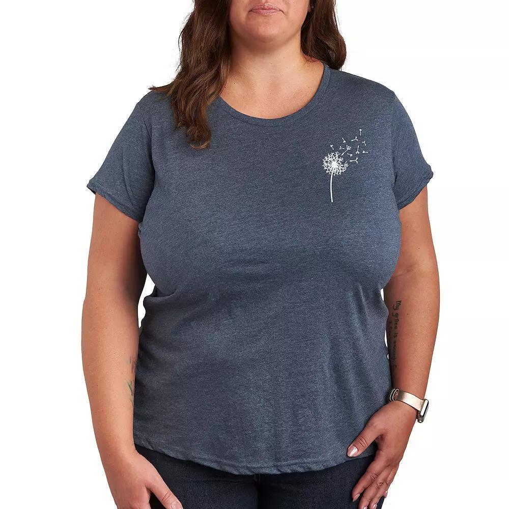 Plus Dandelion Graphic Tee, Womens Grey Blue Product Image