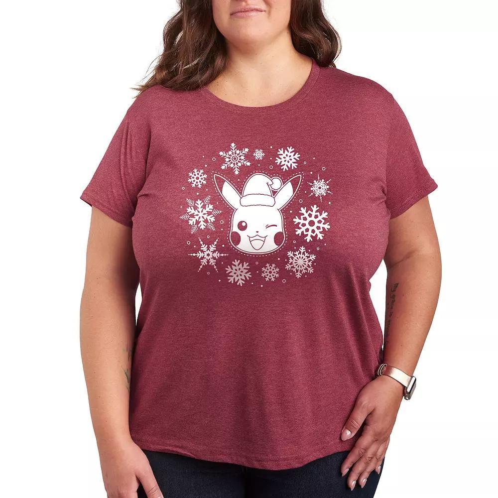 Plus Hand And Paw Print Graphic Tee, Womens Grey Red Product Image