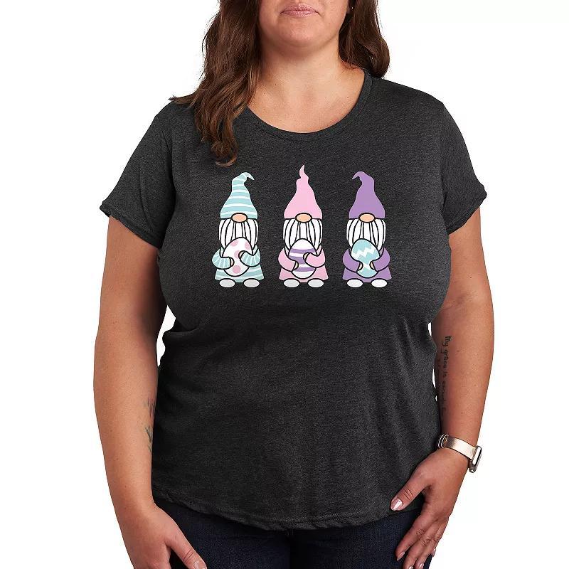 Plus Easter Gnomes Graphic Tee, Womens Heather Grey Product Image