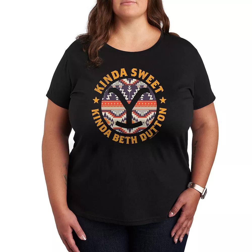 Plus Scandinavian Bee Circular Design Graphic Tee, Womens Product Image