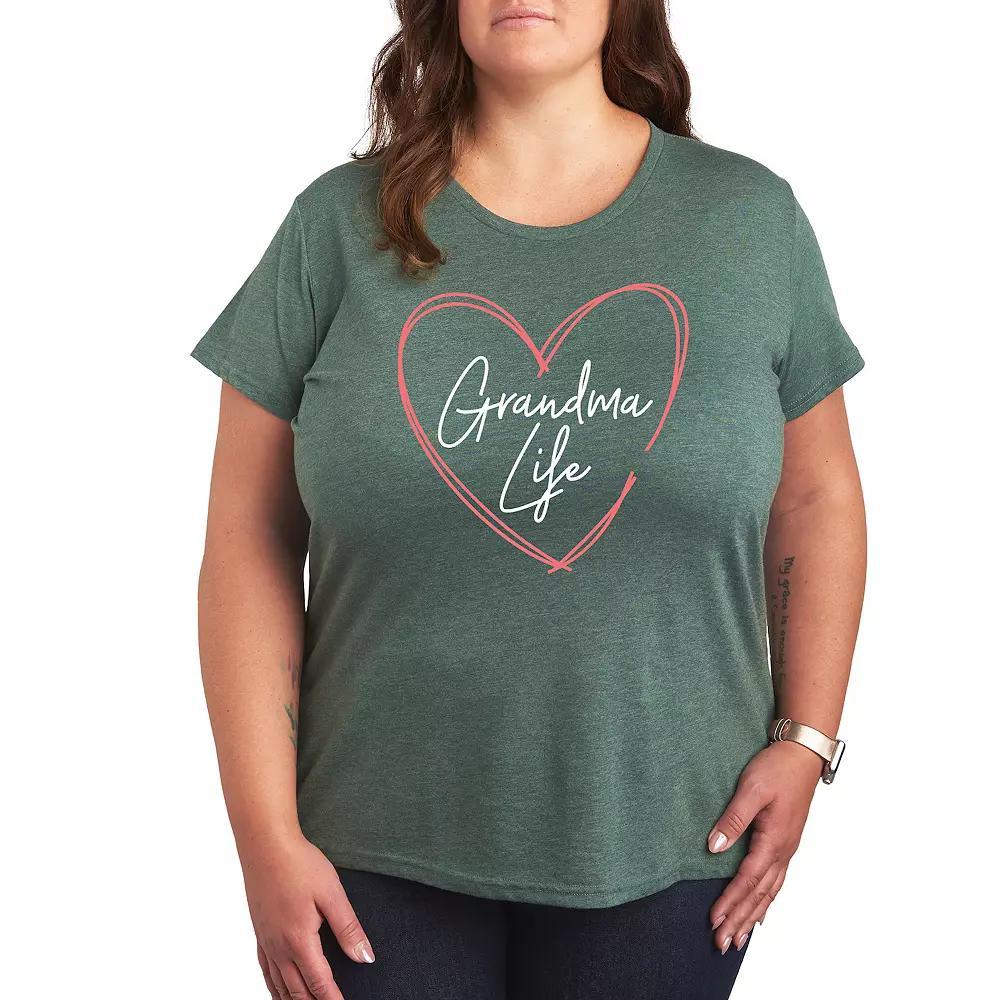 Plus Cat Outlines Graphic Tee, Womens Grey Green Product Image