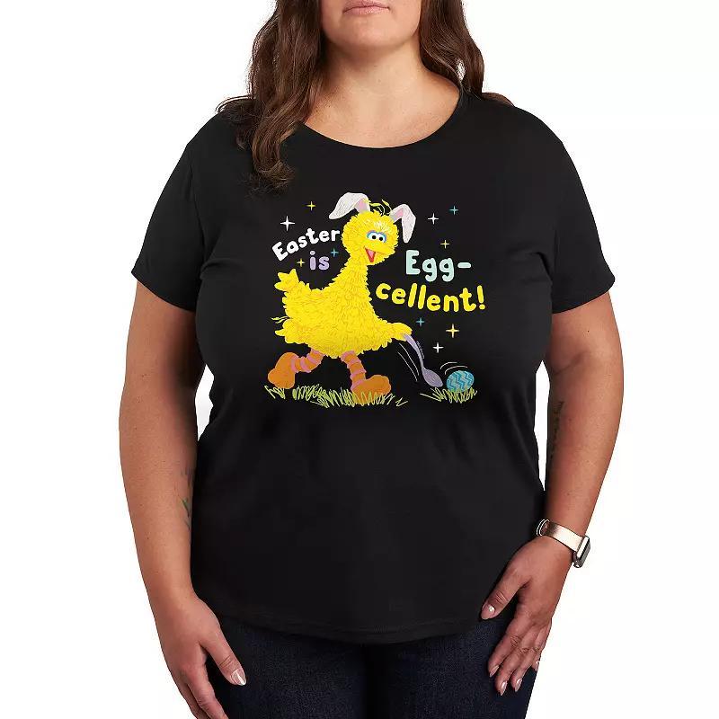 Plus Sesame Street Egg-Cellent Graphic Tee, Womens Grey Royal Blue Product Image