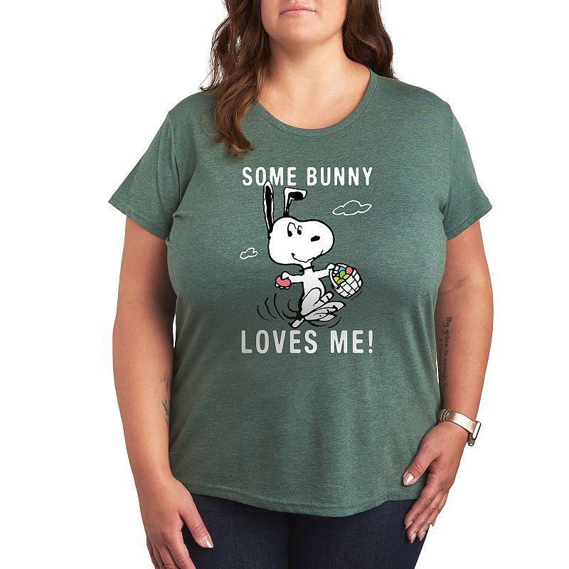 Plus Peanuts Snoopy Some Bunny Graphic Tee, Womens Grey Royal Blue Product Image