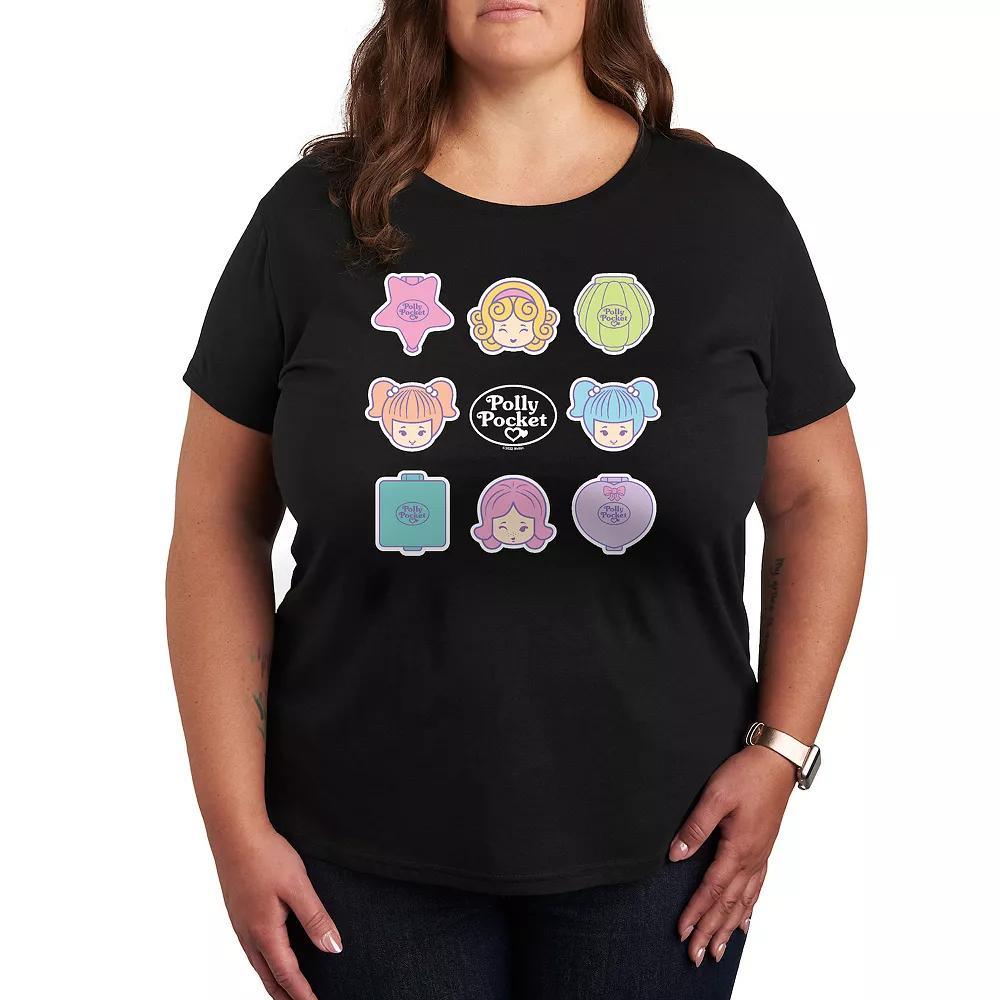 Plus Polly Pocket Grid Graphic Tee, Womens Grey Royal Blue Product Image