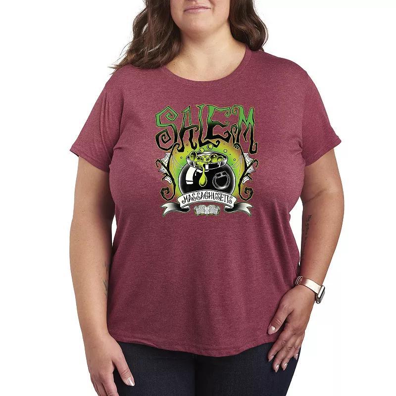 Plus Size Salem Witchy Collegiate Graphic Tee, Womens Blue Product Image