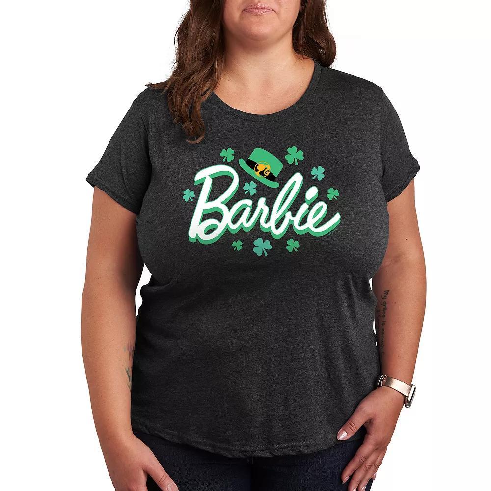 Plus Size Barbie Feb St. Paddys Logo Graphic Tee, Womens Heather Grey Product Image