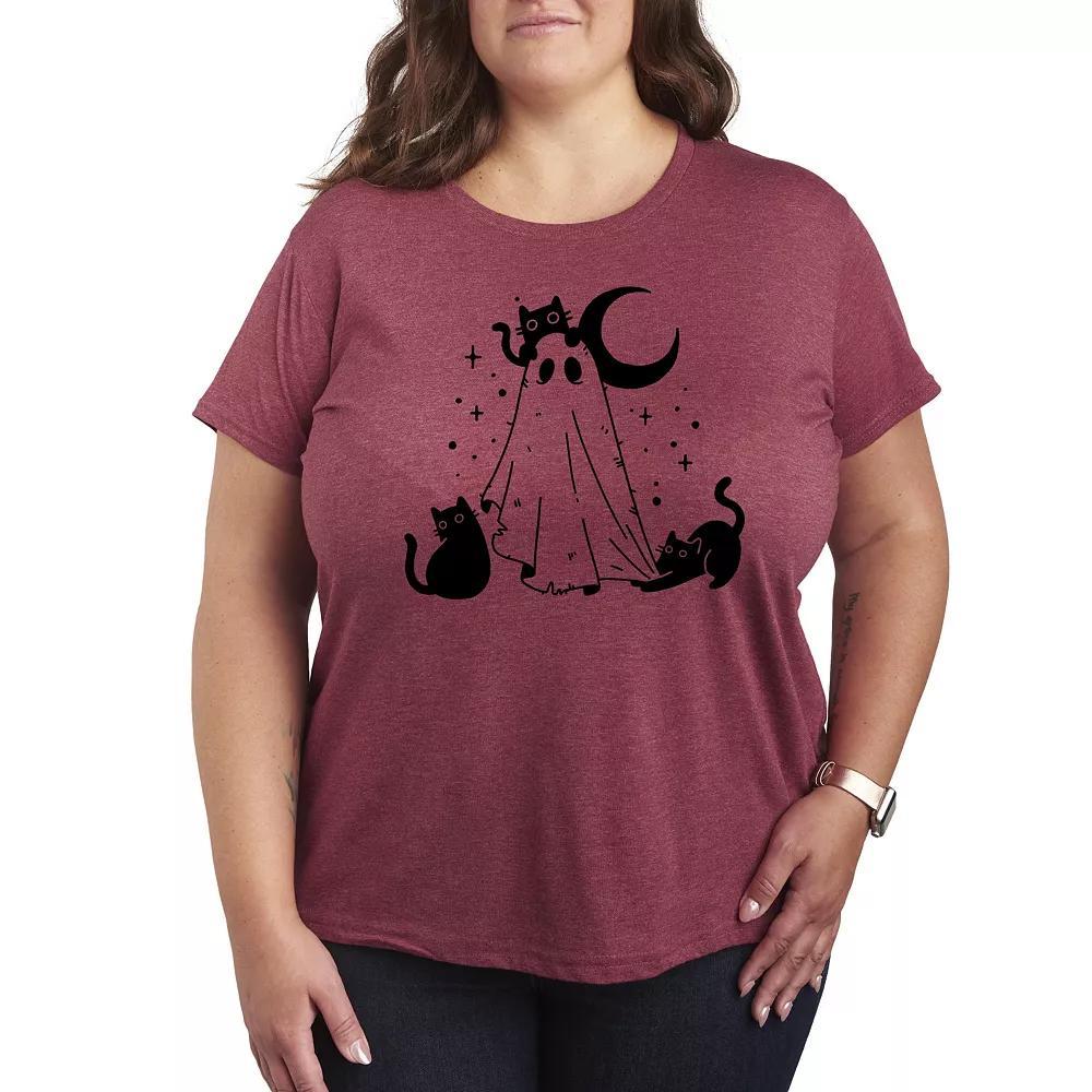 Plus Size Ghost and Cats Graphic Tee, Womens Product Image