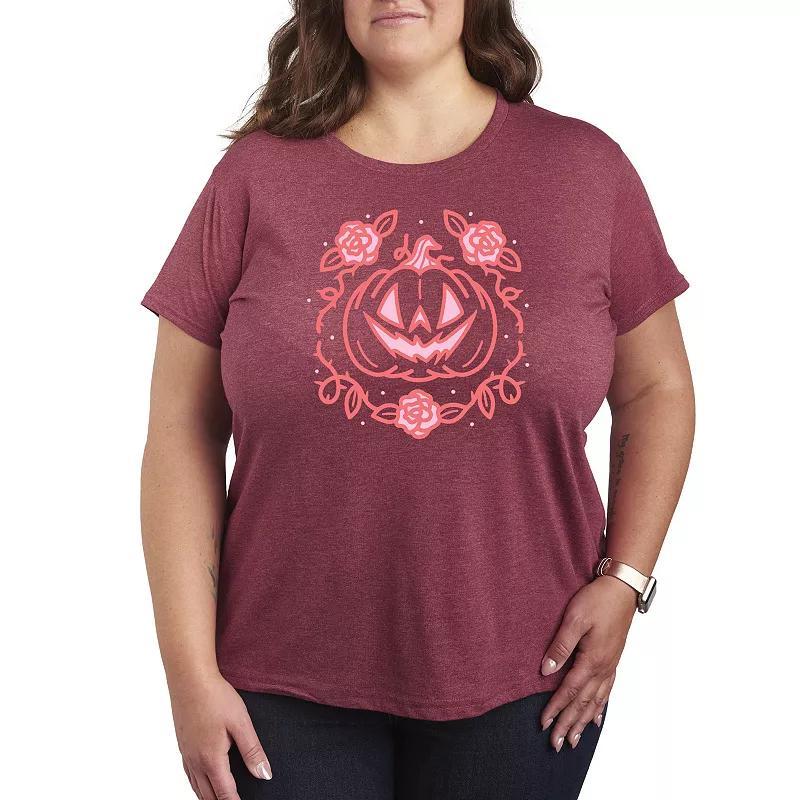 Plus Size Coquette Pumpkin Rose Graphic Tee, Womens Product Image