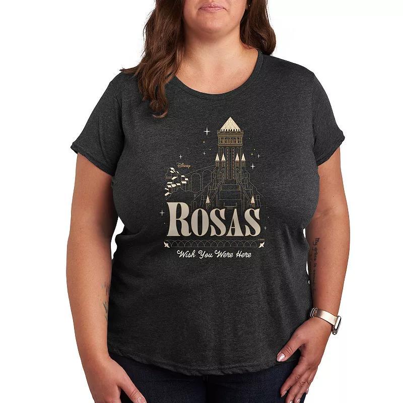 Disneys Wish Plus Rosas Graphic Tee, Womens Heather Grey Product Image