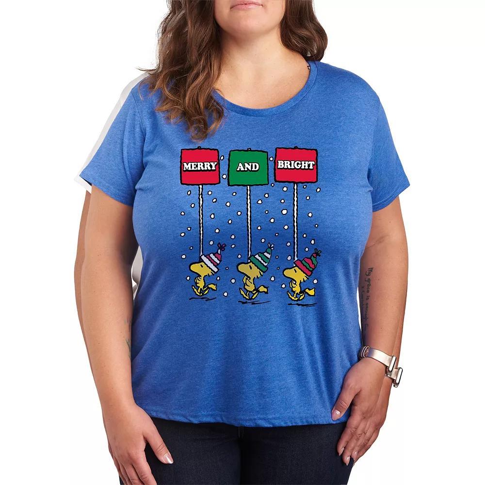 Plus Size Peanuts Woodstock Merry & Bright Graphic Tee, Women's, Size: 2XL, Beige Product Image