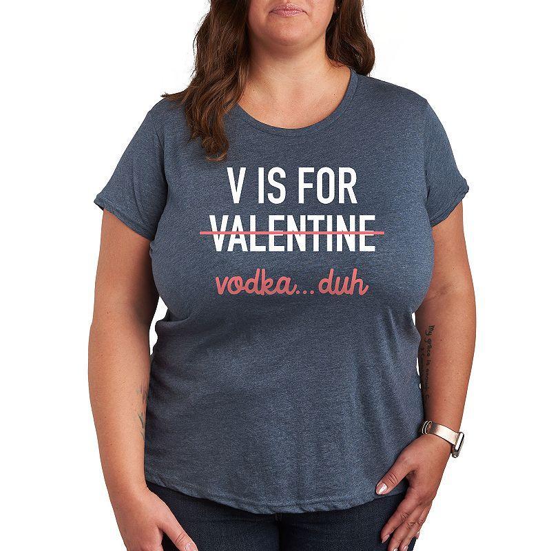 Plus V Is For Vodka Graphic Tee, Womens Grey Blue Product Image