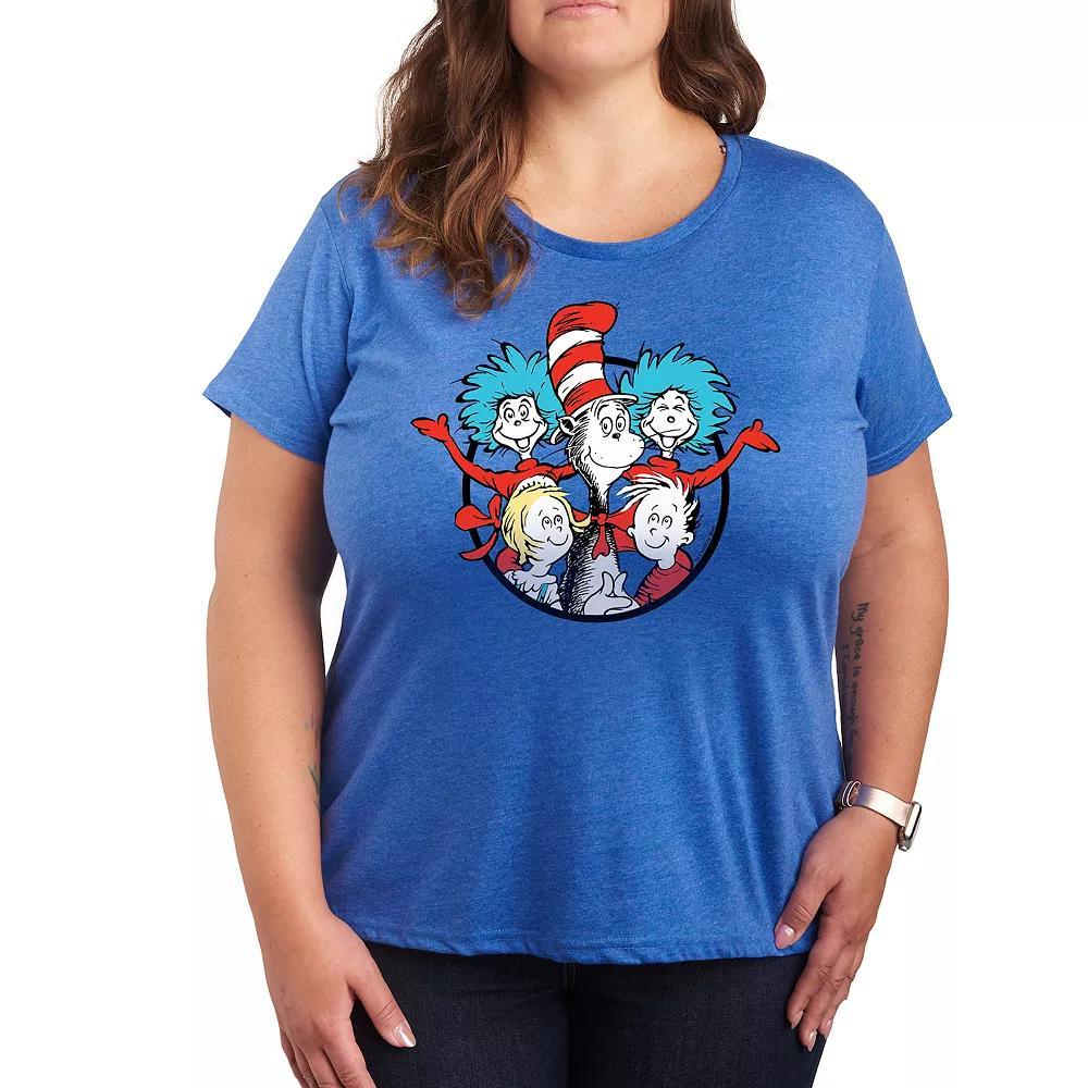 Plus Its My Birthday Graphic Tee, Womens Grey Royal Blue Product Image