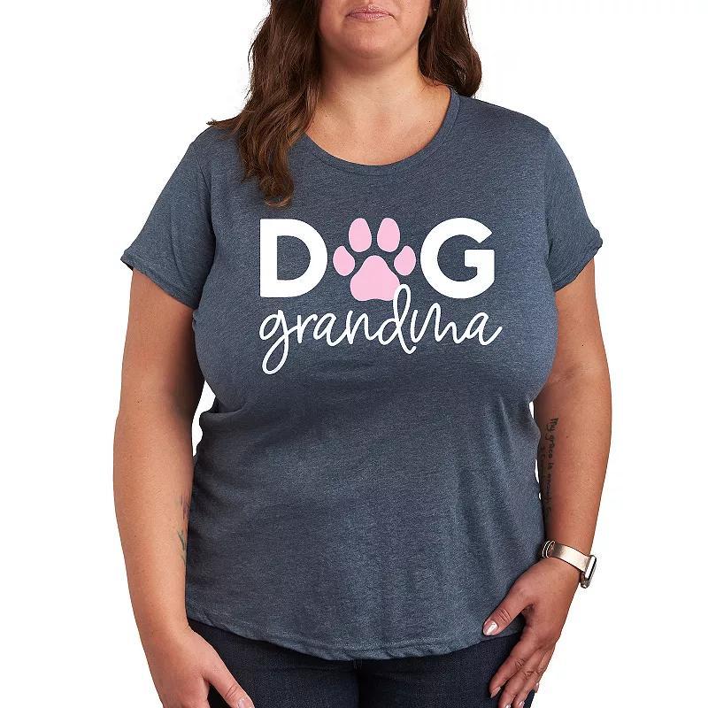 Plus Dog Grandma Graphic Tee, Womens Grey Blue Product Image