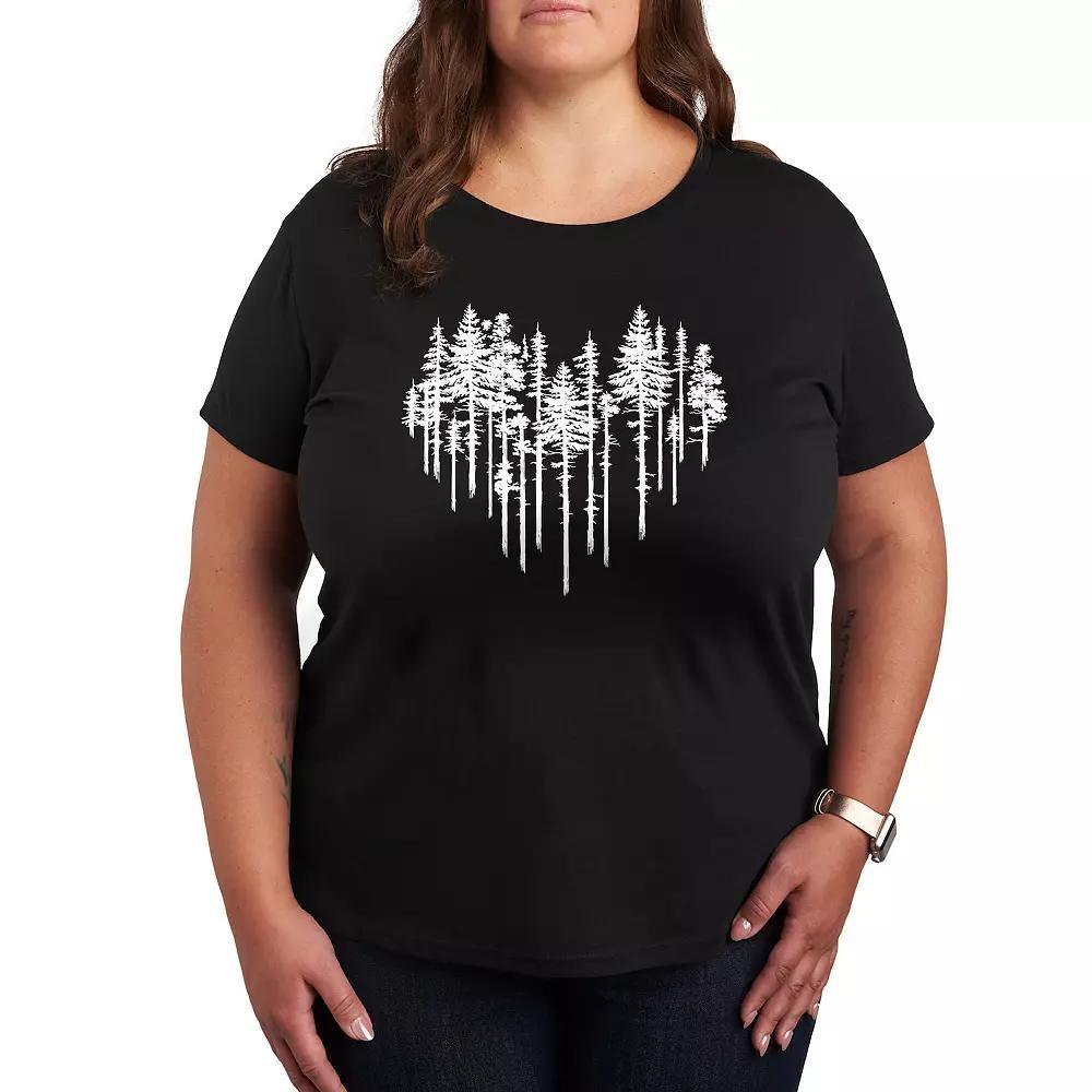 Plus Heart Trees Graphic Tee, Womens Grey Blue Product Image