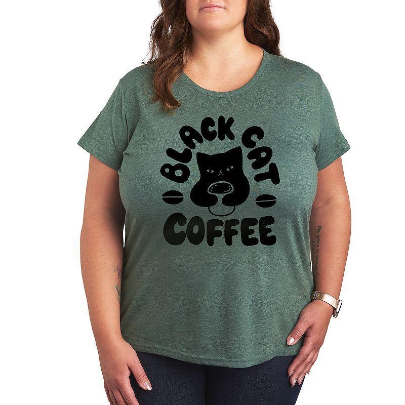 Disneys Mickey Mouse Plus Plaid Silhouette Graphic Tee, Womens Grey Blue Product Image