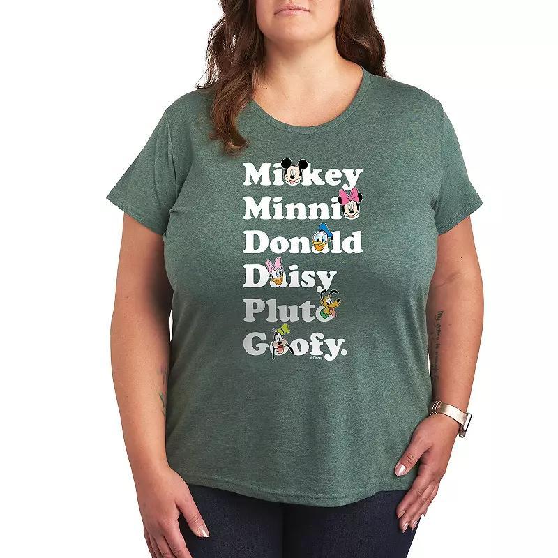 Disney's Mickey Mouse & Friends Plus Size List Graphic Tee, Women's, Size: 2XL, Grey Green Product Image