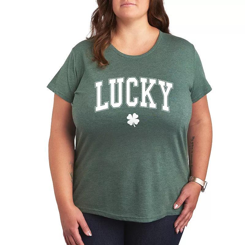 Plus Dr. Seuss The Grinch Presence Present Graphic Tee, Womens Grey Green Product Image