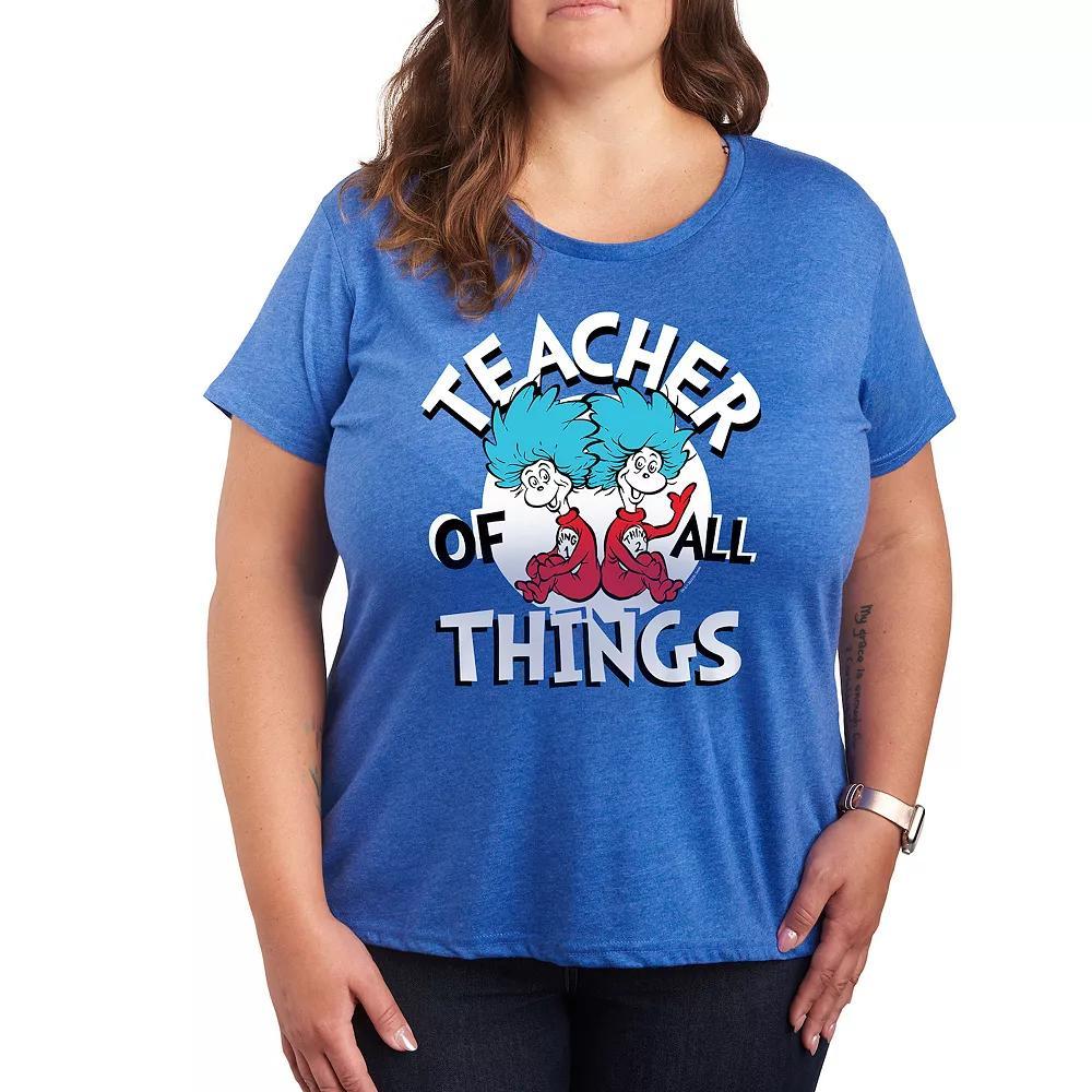 Plus Dr. Seuss Teacher Of All Things Graphic Tee, Women's, Size: 3XL, Grey Gray Product Image