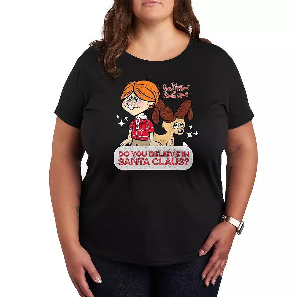 Plus The Year Without Santa Claus Do You Believe In Santa Graphic Tee, Womens Grey Juniper Product Image
