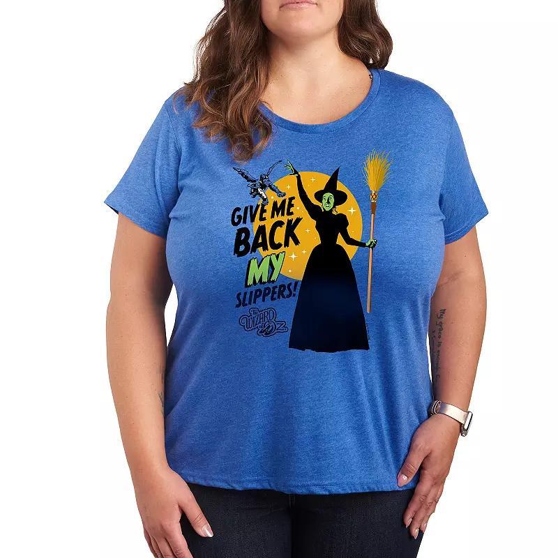 Plus The Wizard Of Oz Slippers Graphic Tee, Womens Grey Gray Product Image
