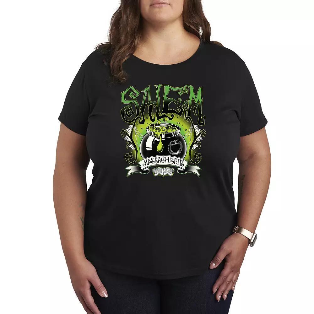 Plus Size Salem Witchy Collegiate Graphic Tee, Womens Blue Product Image