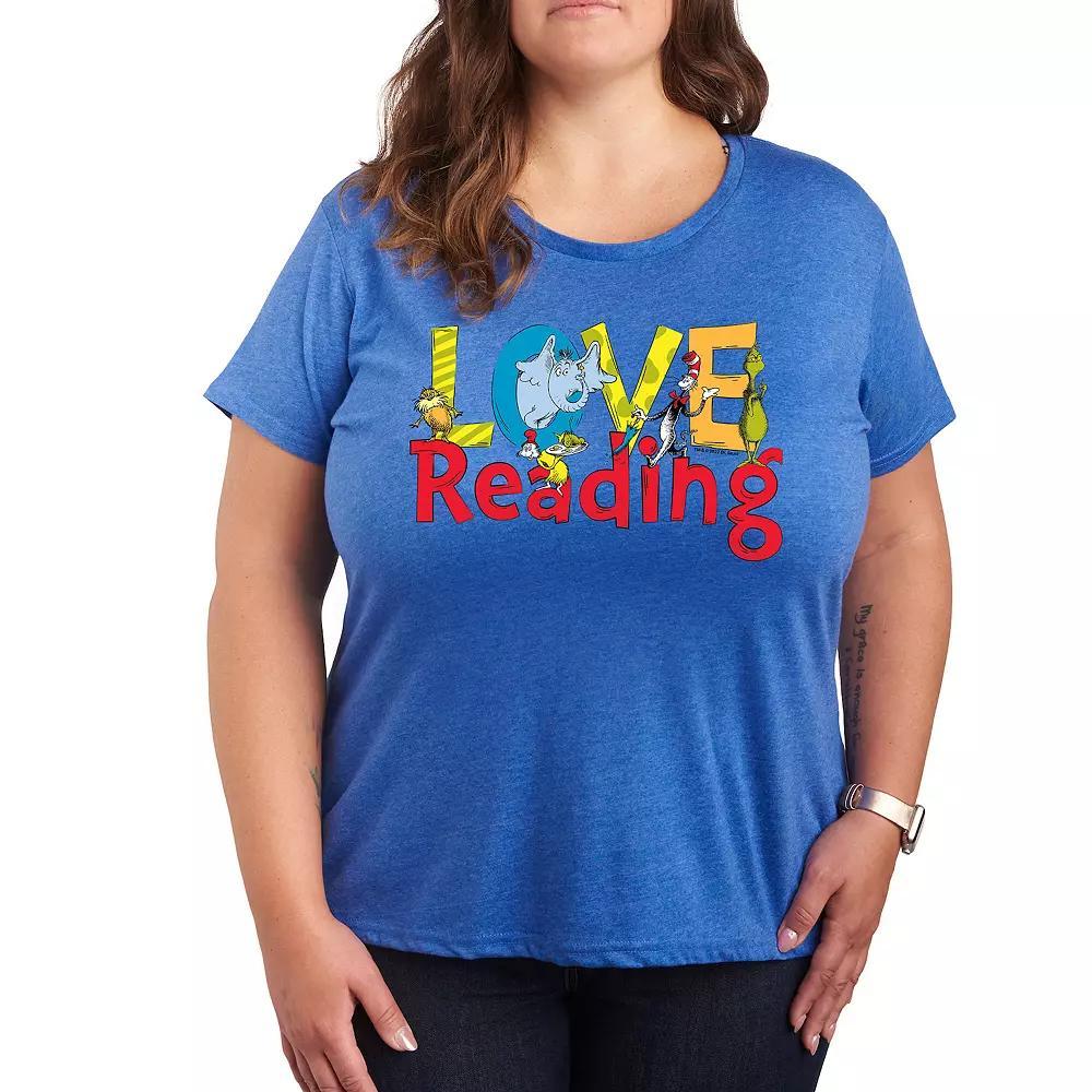 Plus Dr. Seuss Green Eggs And Ham Graphic Tee, Womens Grey Royal Blue Product Image