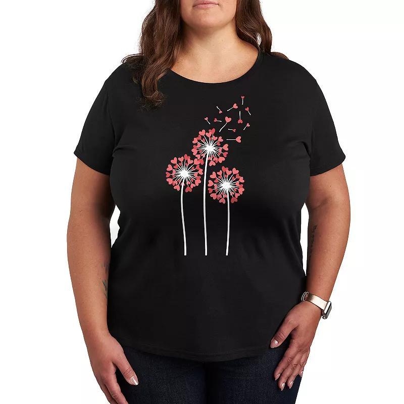 Plus Dandelion Heart Group Graphic Tee, Womens Grey Blue Product Image
