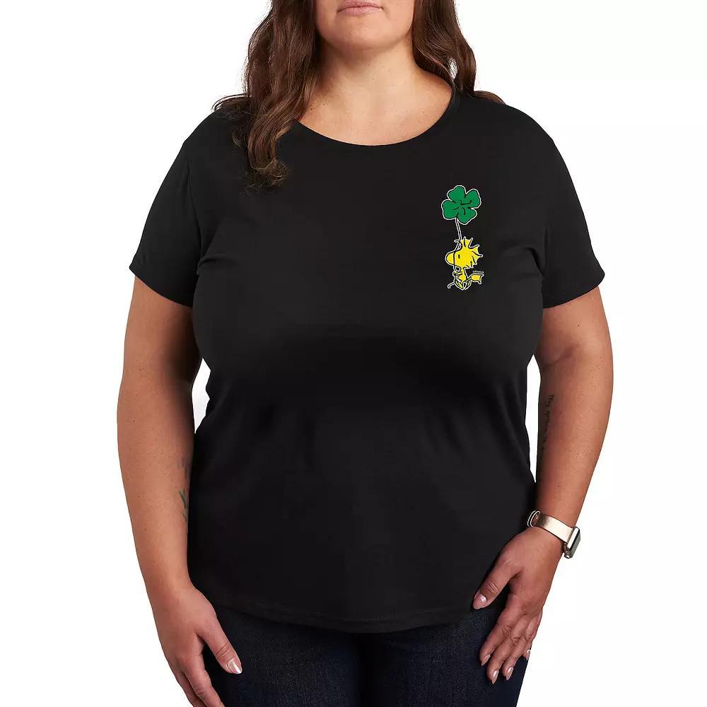 Plus Peanuts Woodstock Clover Graphic Tee, Womens Heather Grey Product Image