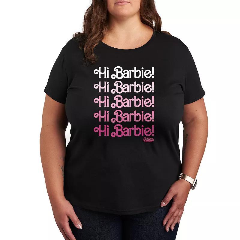 Plus Size Barbie The Movie Hi Barbie Graphic Tee, Womens Grey Blue Product Image