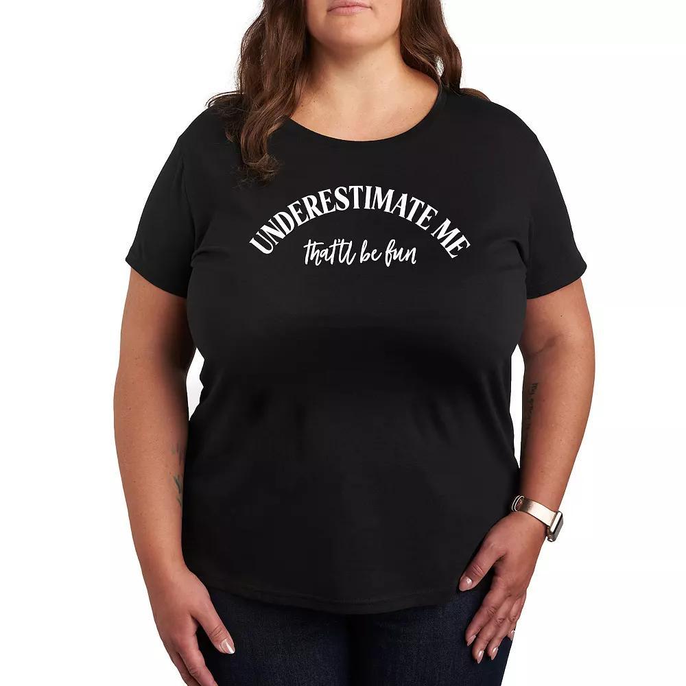 Plus Underestimate Me Graphic Tee, Womens Heather Grey Product Image