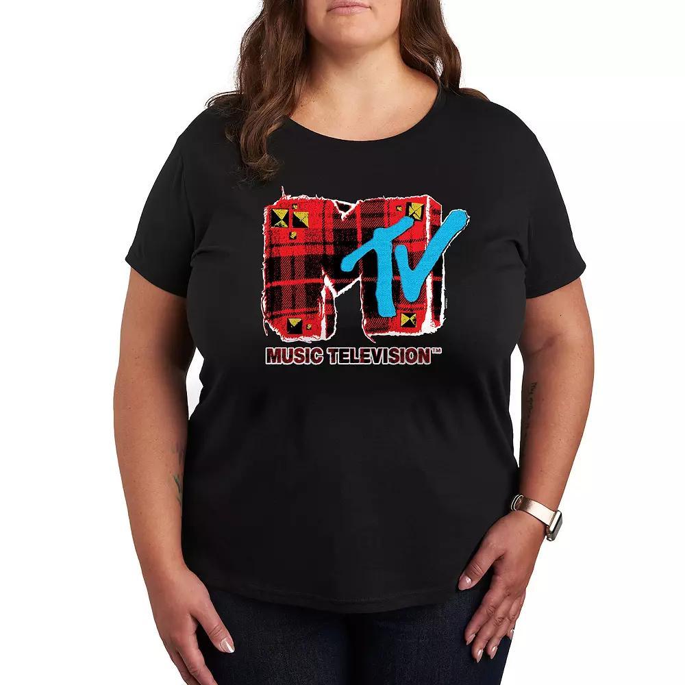 Womens MTV Grunge Plaid Graphic Tee Product Image