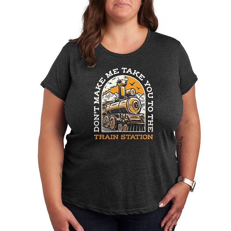 Plus Yellowstone Dont Make Me Graphic Tee, Womens Heather Grey Product Image