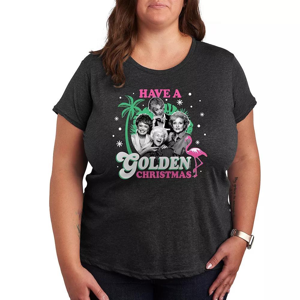 Plus Golden Girls Golden Christmas Graphic Tee, Womens Heather Grey Product Image