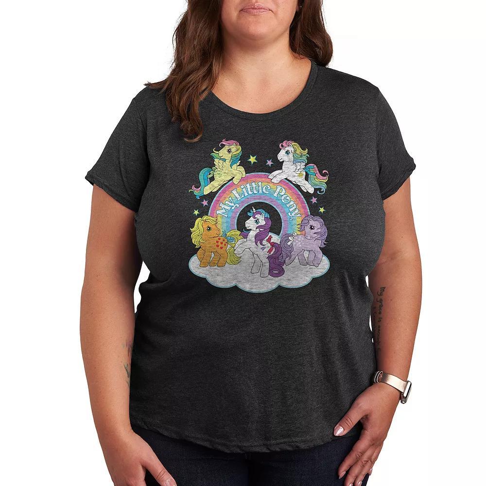 Plus My Little Pony Chatacter Group Graphic Tee, Womens Heather Grey Product Image