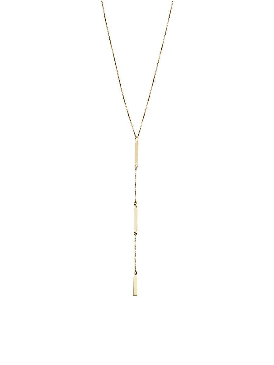 Womens 14K Yellow Solid Gold Brooklyn Bar Station Drop Necklace Product Image