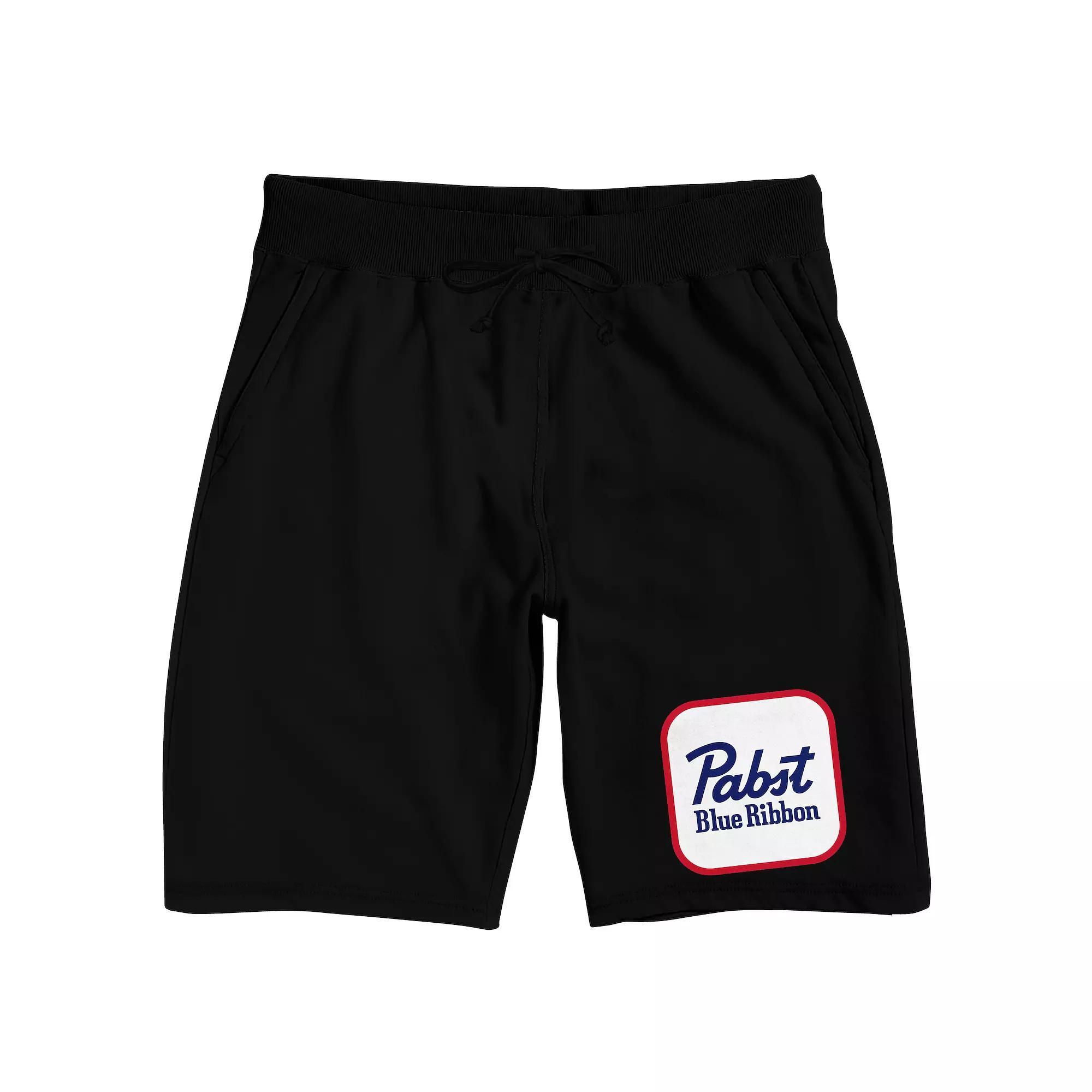 Men's Pabst Blue Ribbon Logo Pajama Shorts, Size: Small, Black Product Image