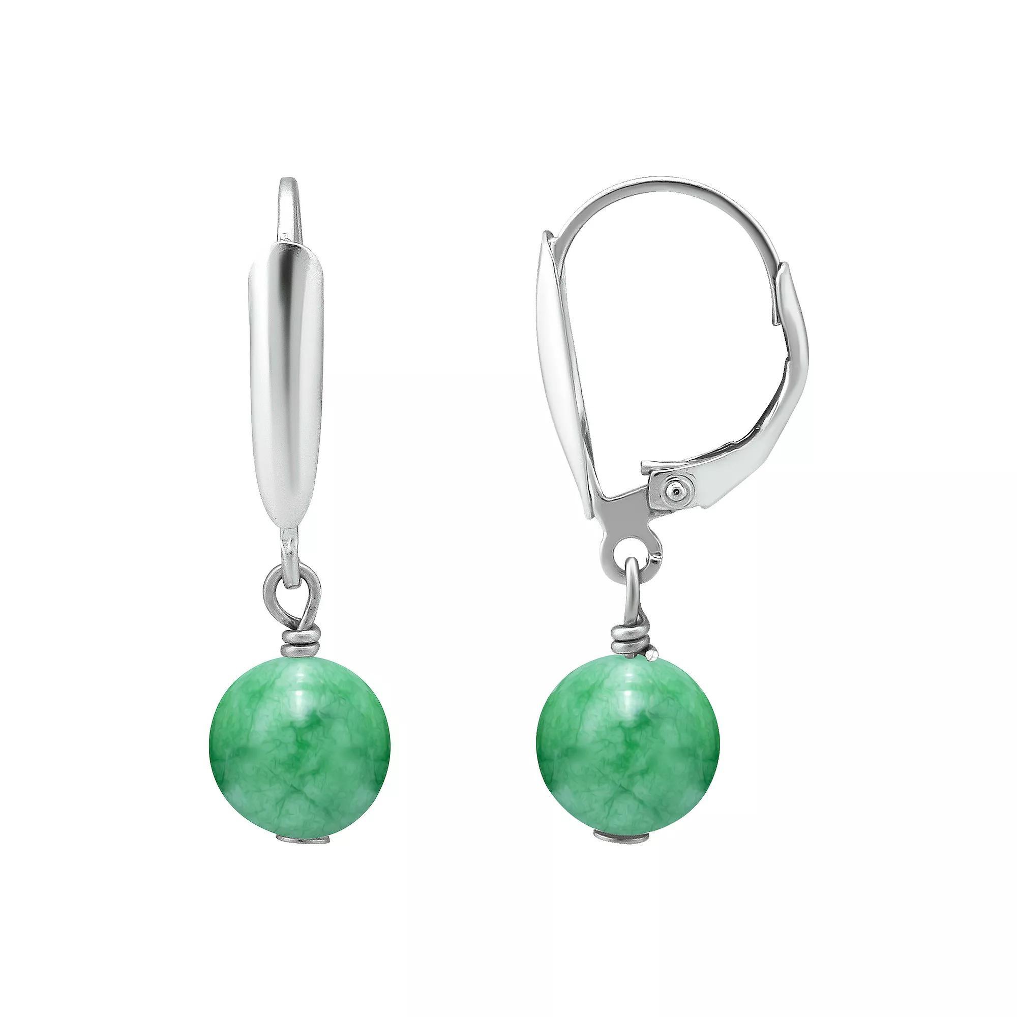 Aleure Precioso Gemstone Bead Leverback Earrings, Women's, Green Howlite Product Image