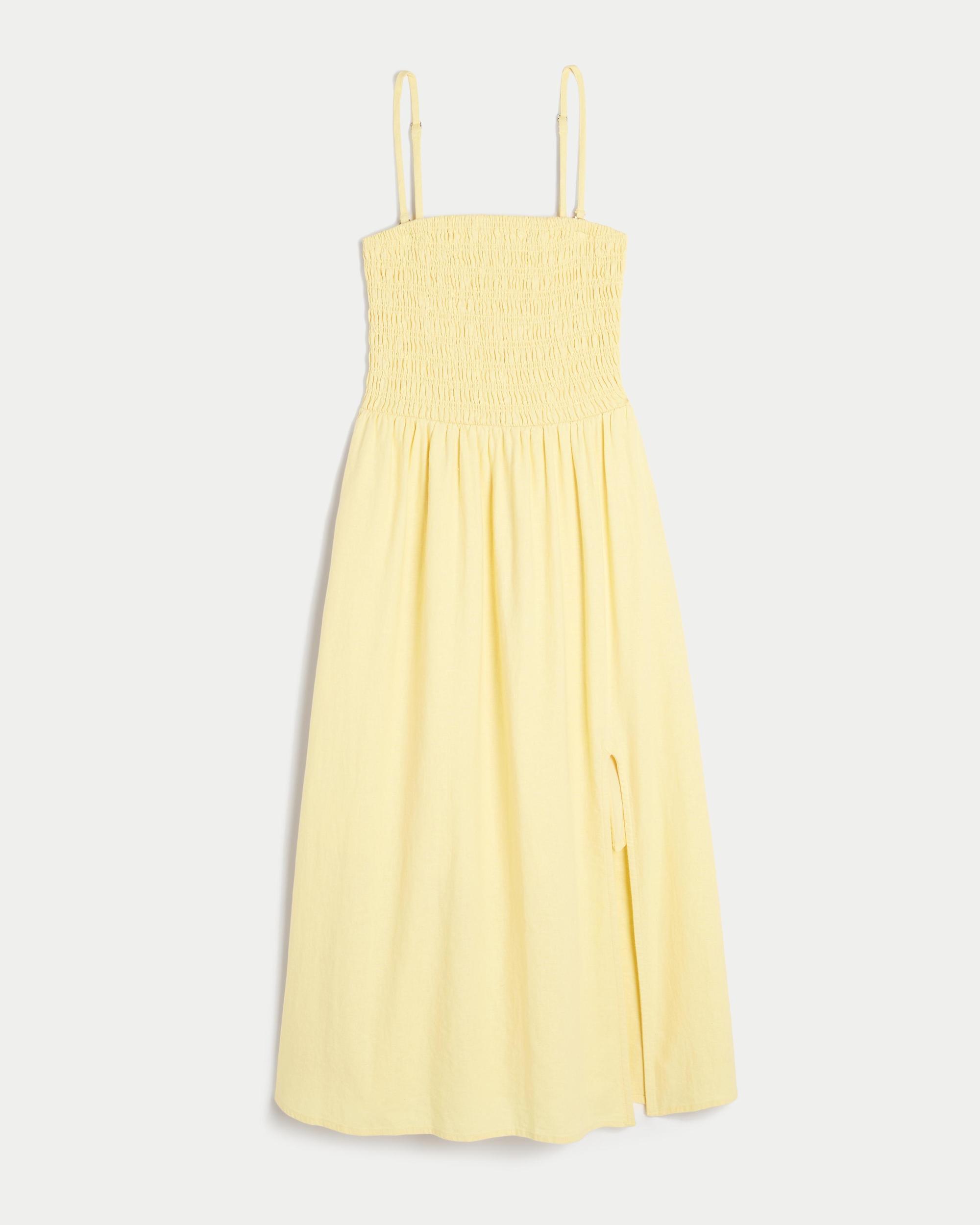 Strapless Linen-Blend Midi Dress Product Image