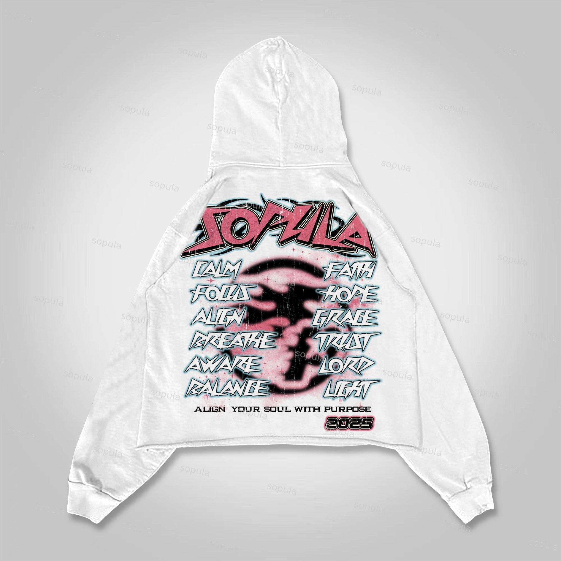 Sopula 2025 Meditation And Faith Vintage Graphics Crop Hoodie Product Image