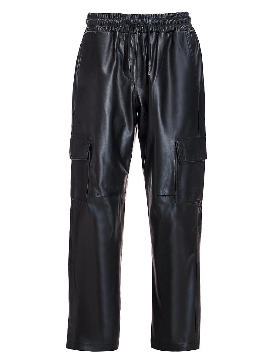 Womens Leather Cargo Pants Product Image