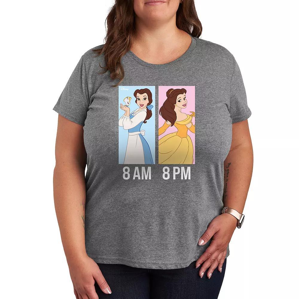 Disney Princess Belle Plus AM to PM Graphic Tee, Womens Grey Blue Product Image