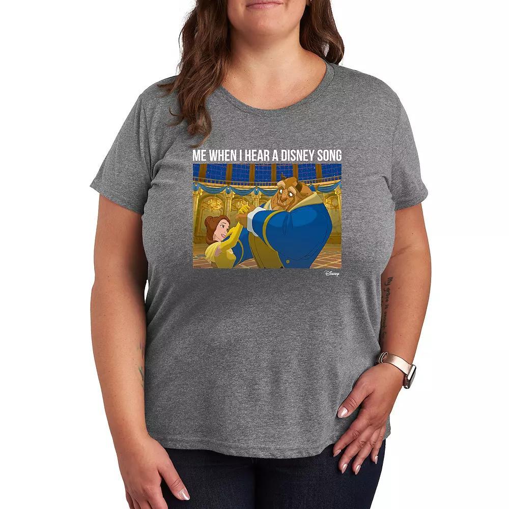 Disneys Beauty and the Besty Plus When I Hear Disney Song Meme Graphic Tee, Womens Product Image