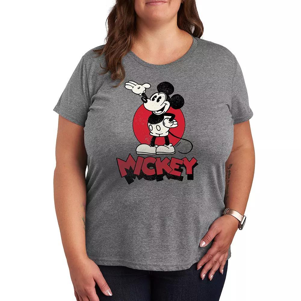 Disneys Mickey Mouse Plus Mickey Heritage Graphic Tee, Womens Grey Royal Blue Product Image