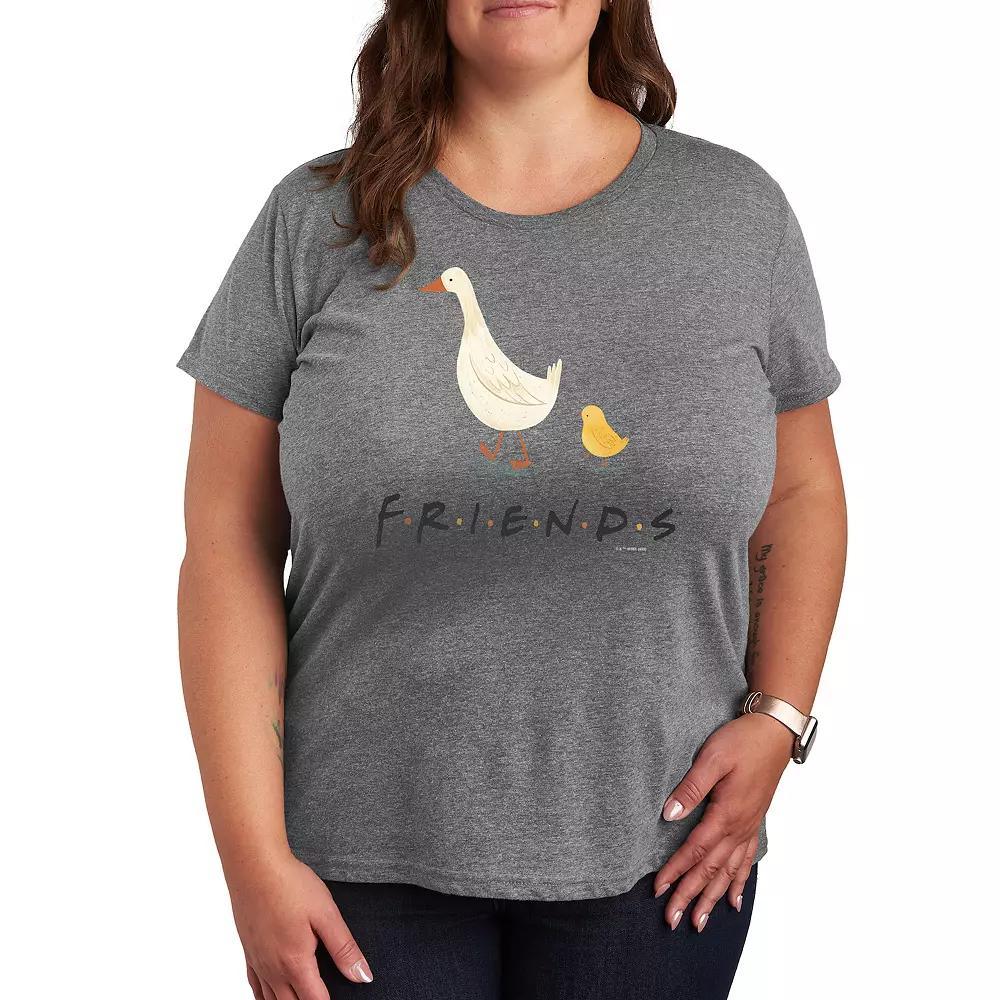 Plus Size Friends Goose Chicken Graphic Tee, Womens Grey Green Product Image