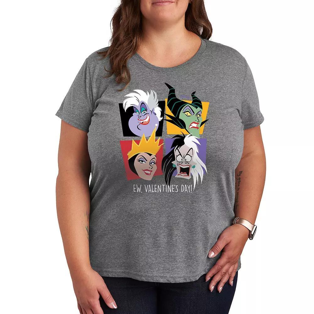 Disney's Villains Ew Valentines Plus Graphic Tee, Women's, Size: 4XL, Grey Gray Product Image